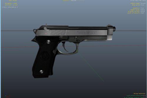 Weapon : [ Beretta M9 Silver-Black Retextured ] Animated / Replaces Pistol Luxe 